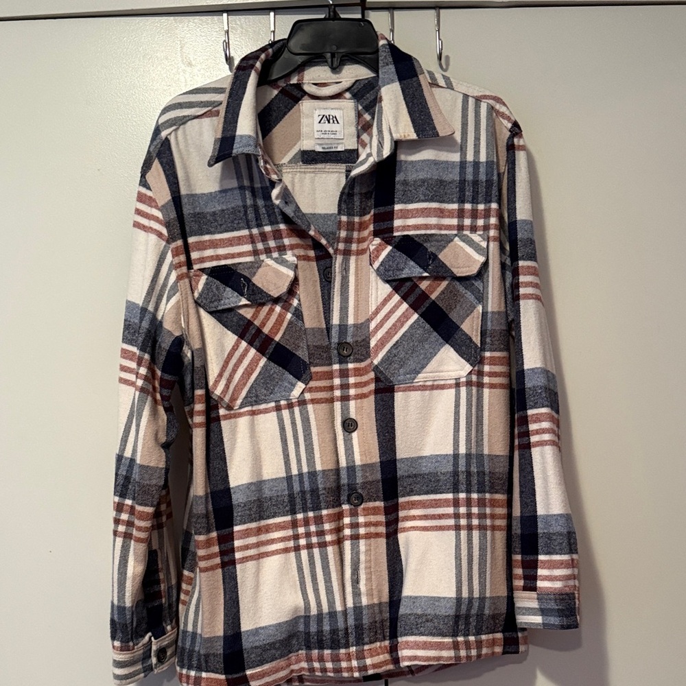 Zara Plaid Shirt Jacket with pockets